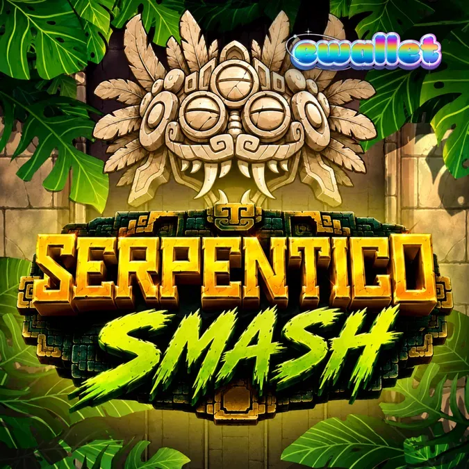 Tampilan visual slot Serpentico Smash dengan latar belakang reruntuhan hutan kuno.