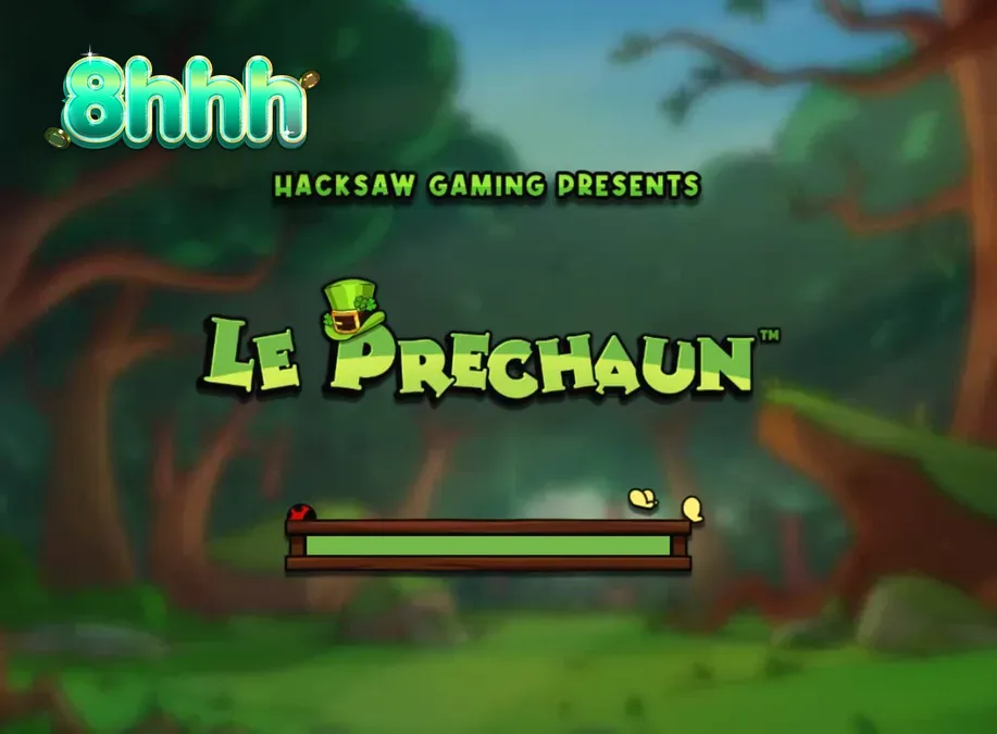 Karakter rakun dalam slot Le Prechaun dengan latar belakang hutan dan elemen keberuntungan Irlandia.